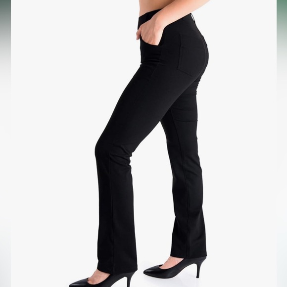 Yogipace black pull on pants with button detail back pockets and belt loops XL - Picture 1 of 4